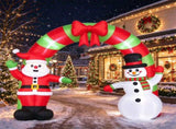 10 FT Christmas Inflatable Archway with Santa & Snowman, Built-in LED Lighted Blow Up Arch for Yard 36327169