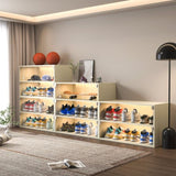 Off white Glass Door Shoe Box Shoe Storage Cabinet For Sneakers With RGB Led Light W1320P182115