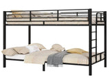 Black Twin Bunk Bed Square Tube High Guardrail Side Ladder Opening Iron Bed 85462110