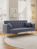 71-inch convertible love seat sofa, American vintage grey velvet material, suitable for small living W1658127032