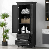 ZNTS Tall Storage Cabinet with Two Drawers for Bathroom/Office, Black WF299284AAB