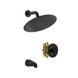 10" Round Rain Shower Head Systems with Waterfall Tub Spout, Matte black,Wall Mounted shower W1243134150