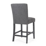 Contemporary Fabric Button Tufted 26 Inch Counter Stools, Set of 2, Charcoal 71254.00CHAR