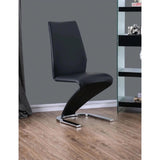 Contemporary Style Z-Shaped Chair Base 2pcs Chairs Black Leatherette Chrome Finish Side Chair B011P152661