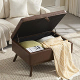 Mid-century modern square coffee table storage bench, assembled, suitable for living room, entryway W1539P269658