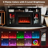 58" TV Stand with RGB Fireplace Black- Smart App Remote Control, 4777 BTU Heater 29702751