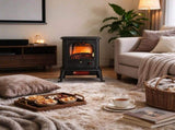 23" Electric Infrared Fireplace Stove, Freestanding Heater with Realistic Log Flame, Timer & 09597266