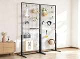 2-Pack 2' x 5.6' Gridwall Display Tower, Double-Sided Floorstanding Rack with T-Base & Clips 92322734