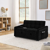Loveseats Sofa Bed with Pull-out Bed,Adjsutable Back and Two Arm Pocket,TypeC and USB Charging with W1413124443