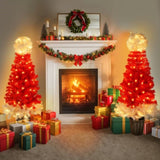 Lighted Santa Hat Style Tree Set of 2, 4ft Artificial Tree with Warm White Lights, N710P181810J