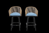 Outdoor Bar Stools Set of 2, 2-Piece Patio Bar Stools Armrests, All Weather Rattan Bar Chairs W640P256795