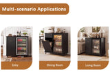 Fluted Coffee Bar Cabinet with Mini Fridge Space & Charging Station, Home Bar Cabinet with Hidden W2917P517152