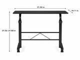 Adjustable Rolling Laptop Table with Steel Frame, Black, 31.50 x 18.11 in, Adjustable Height 36520420