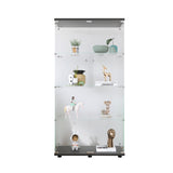 ZNTS Two-door Glass Display Cabinet 4 Shelves with Door, Floor Standing Curio Bookshelf for Living Room 32822939