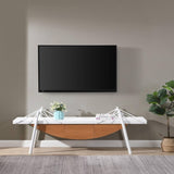 Sailboat-Shaped TV Stand, 70.87 inch Modern Entertainment Center with Drawer, MDF Wood Media Console W2317P253393