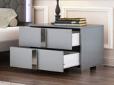 Elegant Nightstand with Metal Foot, Mirrored Bedside Table with 2 Drawers for Bedroom, Living Room, 13916632