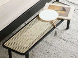 Modern Style Black Color Solid Oak Wood Dining Bench with Rattan Detail, Modern Bench for Bedroom W1283P289377