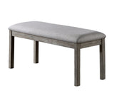 ZNTS Gray Color Dining Bench Padded Seat 1pc Bench Kitchen Dining Room Wire-Brushed Finish B011P246318