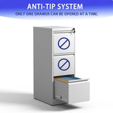 3 Drawer Metal Vertical File Cabinet with Lock Office Home Steel Vertical File Cabinet for A4 30844462