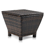 ZNTS Outdoor PE Wicker Side Table with Storage, Small Patio Storage Bin Container for Hose Cushion Towel, 06931432