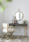 22" x 28" Circle Wall Mirror with Gold Iron Frame, Accent Mirror for Living Room, Entryway, Office W2078124345