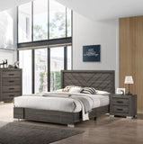 ZNTS Contemporary Grey Finish Unique Queen Size Bed 1pc Bedroom Furniture Unique Lines Headboard Wooden B011P155467