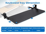 Adjustable Under Desk Keyboard Tray, Retractable Sliding Design, Carbon Steel Construction, 80022259