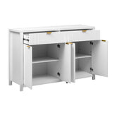 Modern Wave-Pattern Sideboard Cabinet with 2 Drawers and 4 Doors, 3-Level Adjustable Shelves, N711P269068K