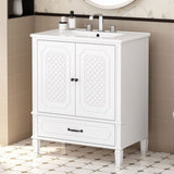 30" Bathroom Vanity with Sink Vintage Style, Multi-functional Storage Space, Door Shelf, N759P218644K