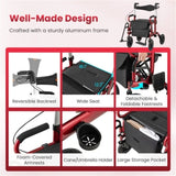 New 2-in-1 Foldable Rollator Walker with 9 Inch Pneumatic Tires 14330842