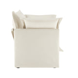 Slip-covered Armchair with 1 Big Back Cushion and 2 Big Toss Pillows, Single Deep Seat Comfy Single W3041P240107