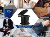 Height Adjustable Collapsible Portable Toilet, Retractable Fish Scale Structure Camping Potty with 59409255