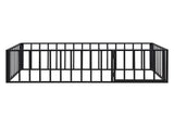 Twin Size Metal Floor Bed Frame with Fence and Door, Black MF307108AAB