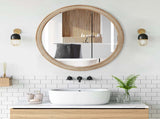 Round Decorative Wall Mirror with Woven Rattan-Textured Frame , Rustic Modern Accent Mirror W2295P547583