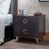 2 Drawers MDF Nightstand with Plastic Legs, Espresso B016P253950