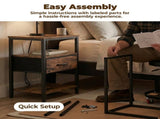 Bedside Table Charging Station Nightstand with USB/C Ports, Adjustable Drawers, 3-Tier Storage Shelf 18428432