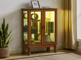 Curio Cabinet Lighted Curio Diapaly Cabinet with Adjustable Shelves and Mirrored Back Panel, 13840081