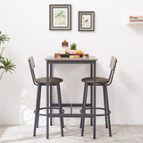 Bar Table Set with 2 Bar stools PU Soft seat with backrest, Grey, 23.62'' W x 23.62'' D x 35.43'' H W1162104644