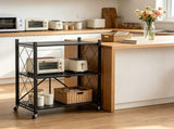 3Tier Rolling Storage Rack with Wheels, Foldable HeavyDuty Metal Storage Shelves, Organizer 58850337