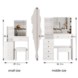 37" Middle Size Left Bedside Cabinet Vanity Table Cushioned Stool, Extra Large Right sliding W3258P293197
