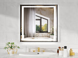 24x32" Black Tempered Mirror Dual LED Light Strips Front and Back LightingUnable ship on weekends, 02718327