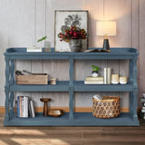 Console with 3-Tier Open Storage Spaces And Roman Column Effect Support Legs,Narrow Sofa Entry W1445P162731