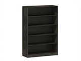 Black Wood Grain 5-Tier Bookshelf with LED Lights, Bookcase with Cable Holes for Living Room & Study 41609968