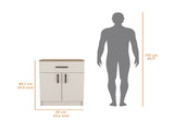 FM FURNITURE Cope kitchen Pantry in melamine with 2 doors and 1 drawer, ivory/ natural Oak B128P217895