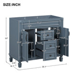 ZNTS 36'' Bathroom Vanity without Top Sink, Royal Blue Cabinet only, Modern Bathroom Storage Cabinet with WF305078AAC