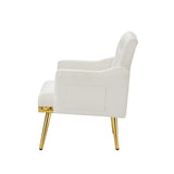 ZNTS cream white velvet armchair with metal legs W58852198