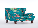 Modern Accent with Retro Wood Legs, Comfy Upholstered Armchair, Floral Design Single Sofa 90825210