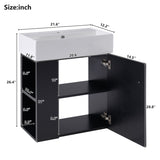 21.6 inch Modern Floating Bathroom Vanity with Ceramic Basin - Perfect for Small Bathrooms, N729P170390B