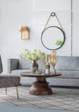 29.5" in On-trend Hanging Round Mirror with Black Framed and with Rope Strap Contemporary Industrial W2078124368