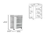 Bar Cart with Glass Door, 2-Side Shelves and Casters, White B097120616